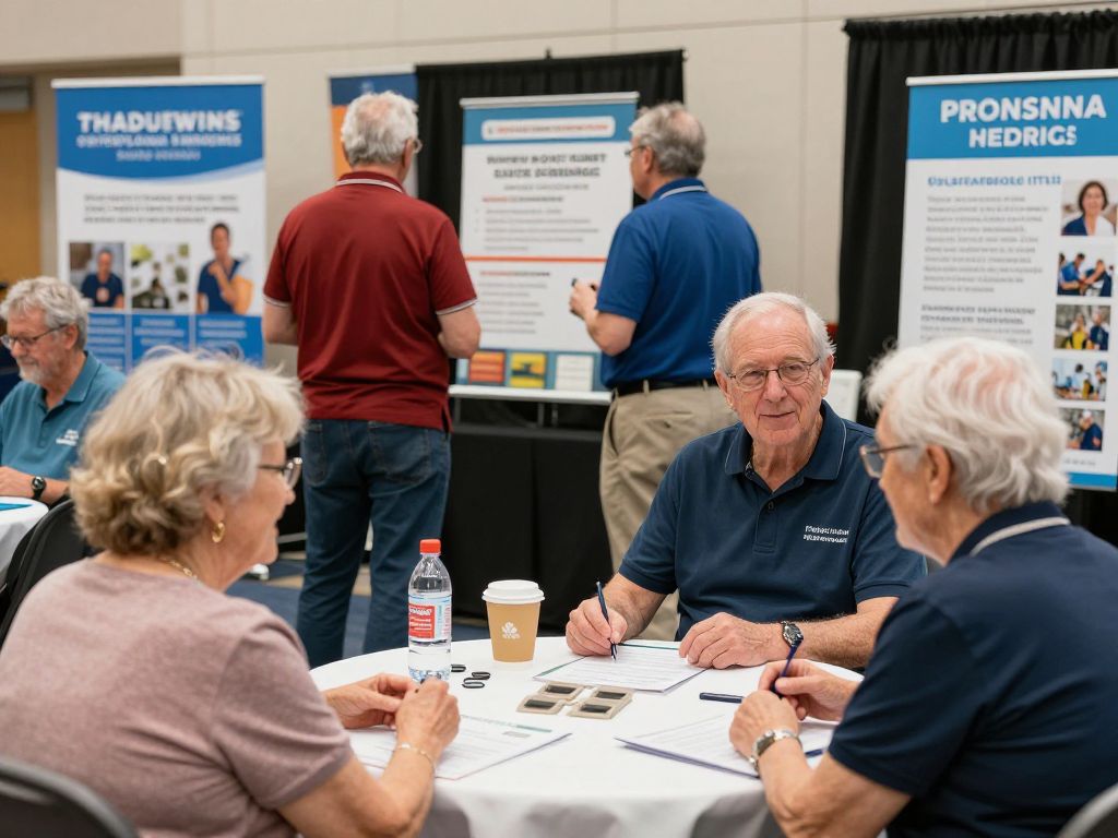 Seniors participating in health and wellness activities at the Healthy Hearts Expo.