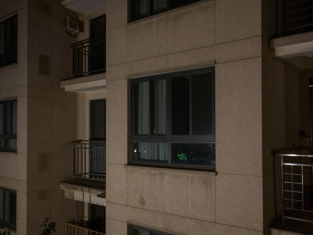 Nighttime view of an apartment complex in Huntsville