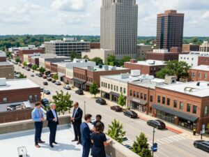 A vibrant view of Huntsville's economic environment with local businesses.