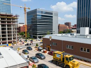Dynamic business environment in Huntsville showcasing equipment and technology.