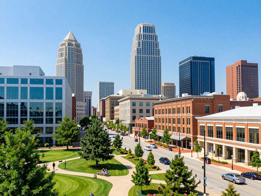 Aerial view of Huntsville, Alabama, highlighting economic development and growth.