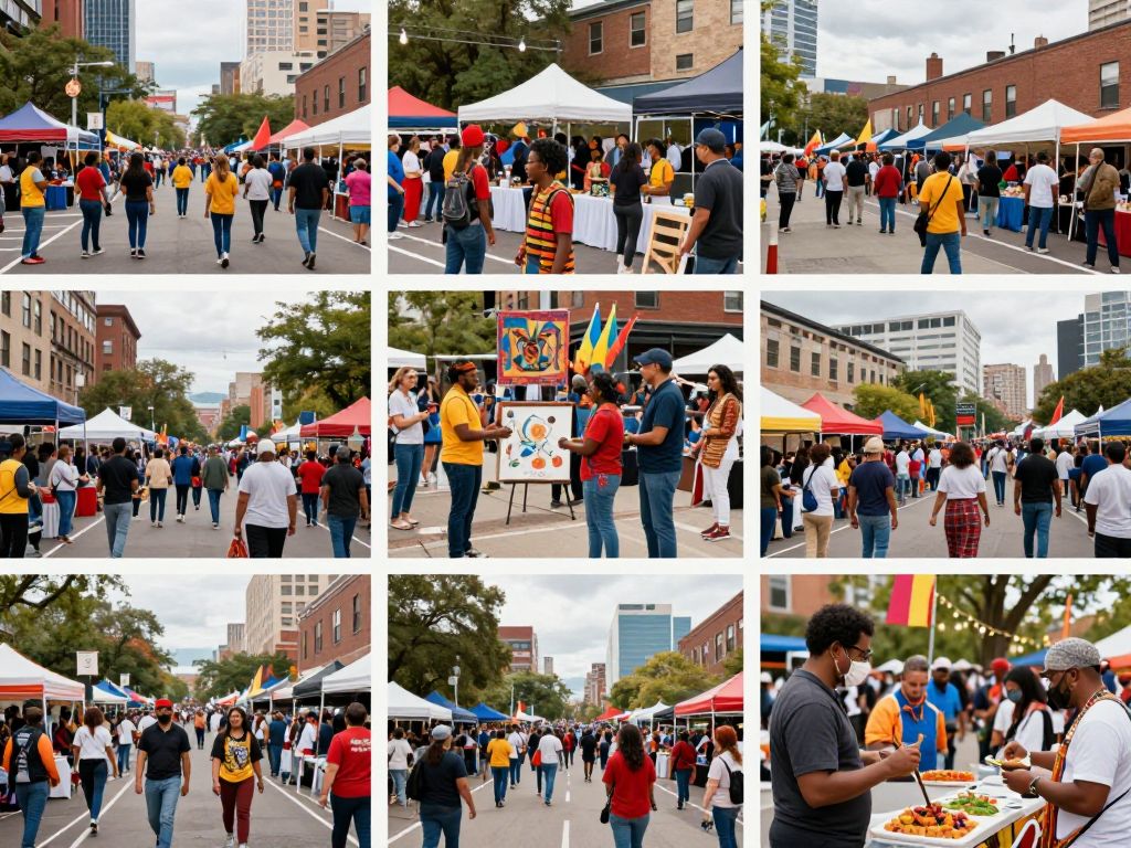 A collage depicting diverse cultural events in Huntsville