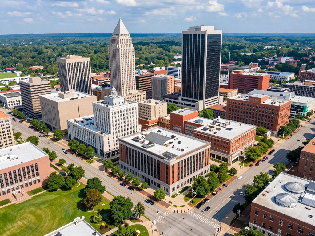 Aerial view of Huntsville, Alabama showcasing its economic growth