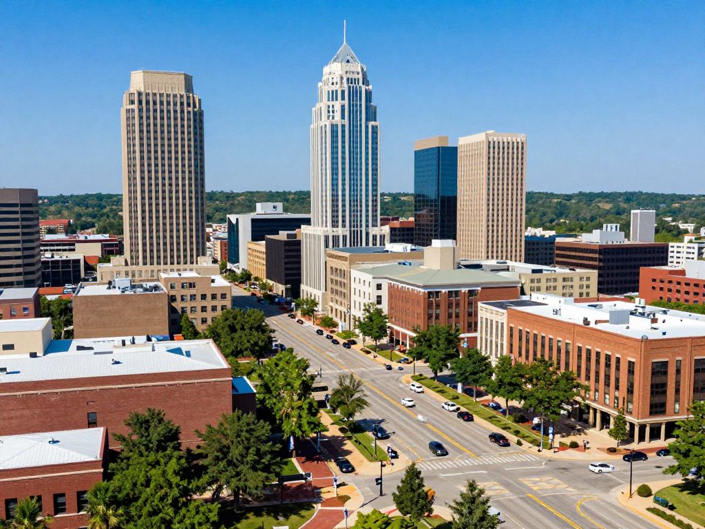 A view of Huntsville, Alabama, reflecting its economic growth and vibrant financial sector.