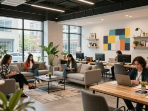 Entrepreneurs in a collaborative workspace in Huntsville, Alabama