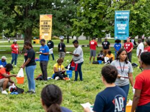 Community members participating in MLK Day service activities