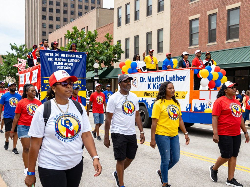 Participants of the Huntsville MLK Parade celebrating unity and community spirit.