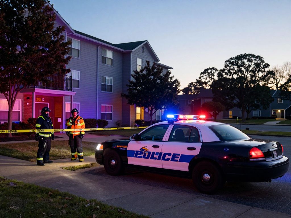 Police at the scene of a stabbing incident in Huntsville