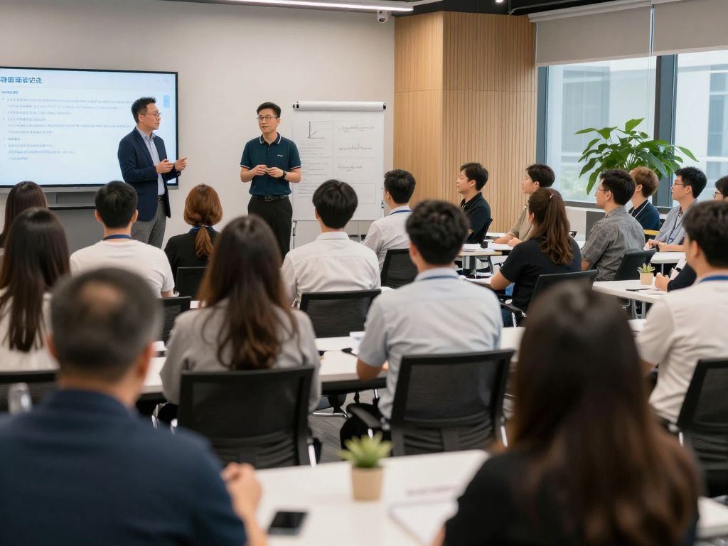 Professionals in Huntsville participating in leadership development training.