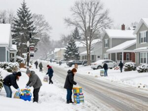 Residents of Huntsville engaging in winter storm preparedness activities