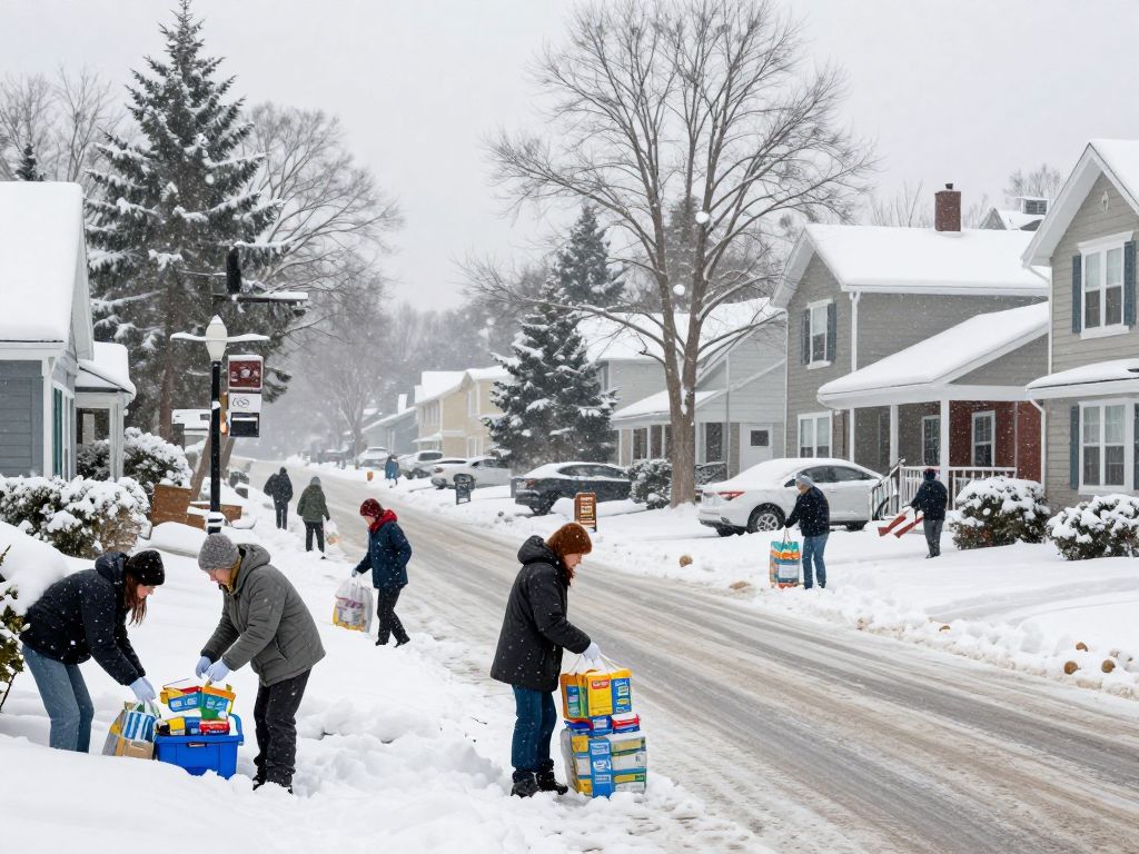 Residents of Huntsville engaging in winter storm preparedness activities