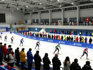 Excited crowd at Huntsville winter sports event