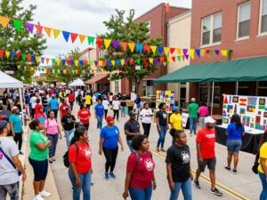 Vibrant community celebration in Huntsville with residents enjoying festivities.