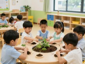 Children participating in hands-on learning at KLA Schools of Huntsville.