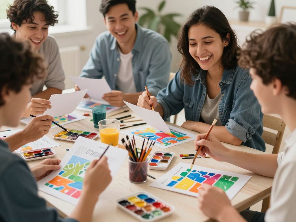 Group of participants enjoying a Paint by Numbers event in Huntsville