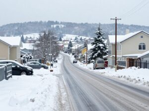 Icy roads and snow-covered landscape in Tennessee Valley