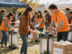 Community members donating space heaters in Tuscaloosa.