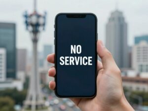 Smartphone showing no service sign during Verizon outage