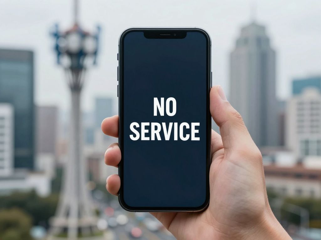 Smartphone showing no service sign during Verizon outage