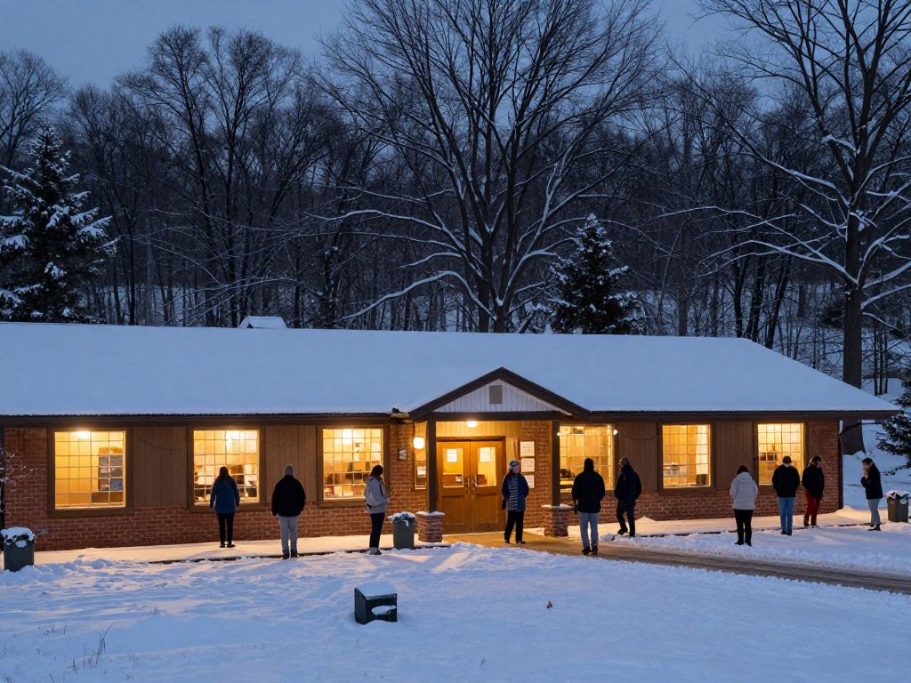Warming center in North Alabama with people seeking shelter from the winter cold.