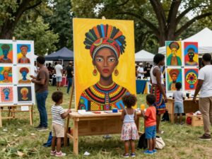 Vibrant artwork at the African American Art Festival in Huntsville