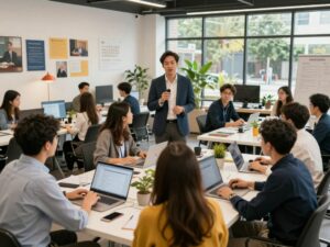 Entrepreneurs engaging in effective communication strategies