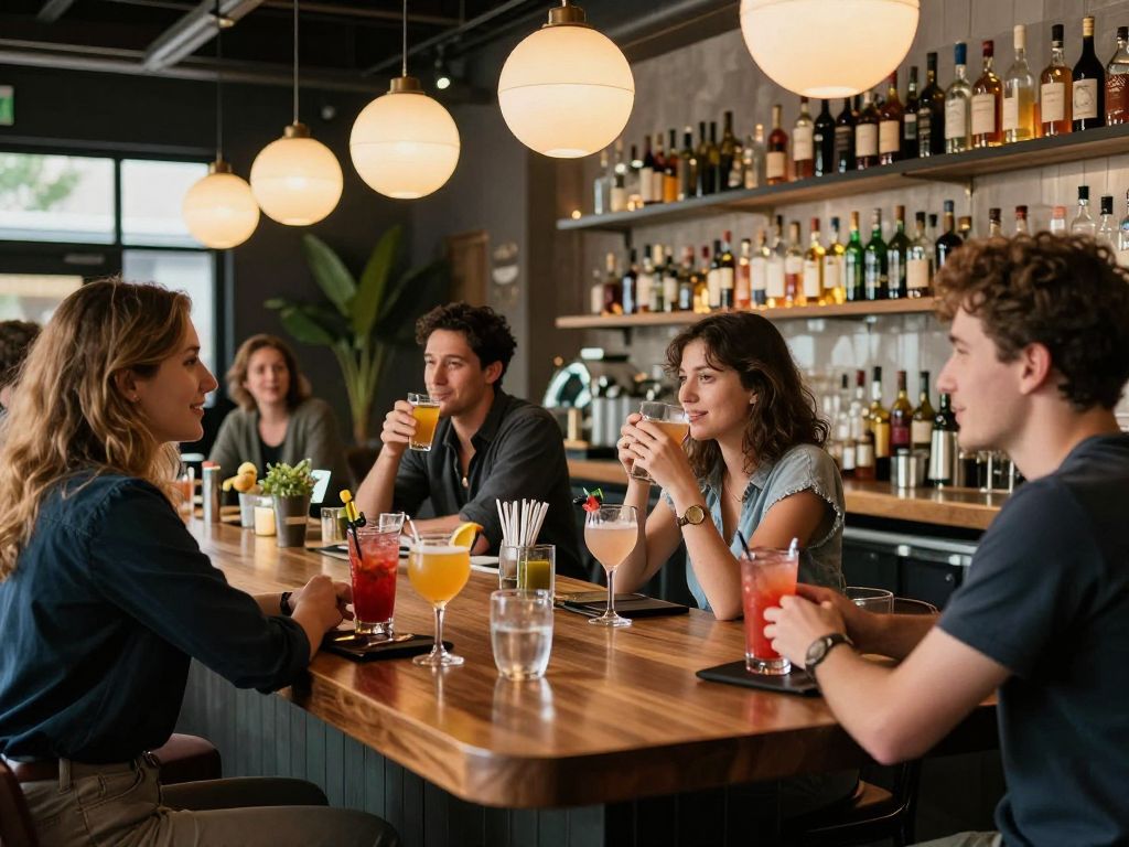 Cocktail bar in Huntsville with vibrant cocktails and modern decor.