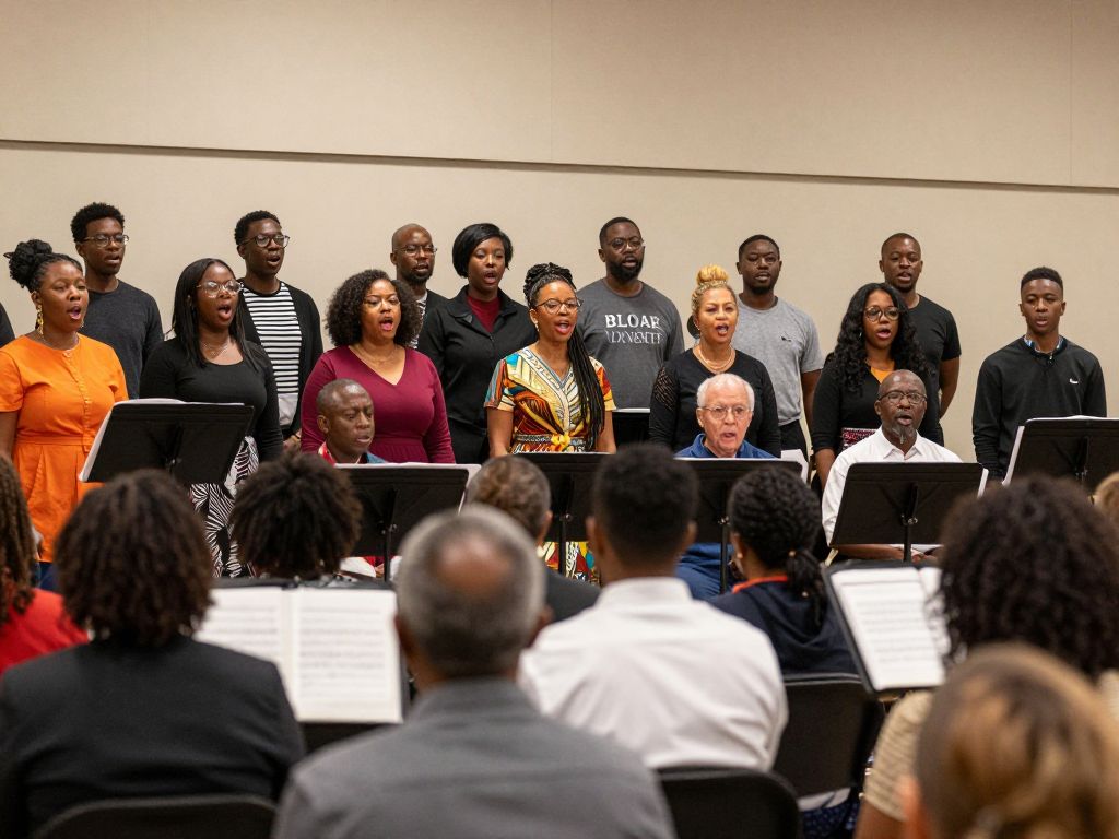 Community members enjoying a choral concert during Black History Month in Huntsville.