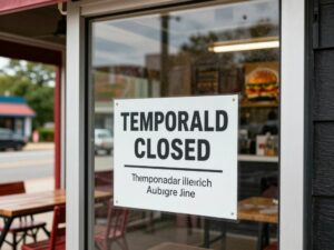 Closure notice at a popular burger joint in Auburn, Alabama.