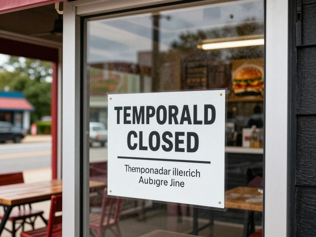 Closure notice at a popular burger joint in Auburn, Alabama.