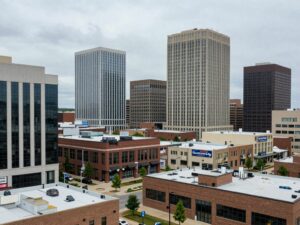 Modern skyline of Huntsville, depicting commercial real estate growth.