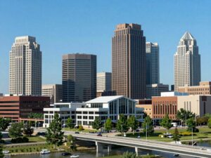 Huntsville skyline showcasing defense industry