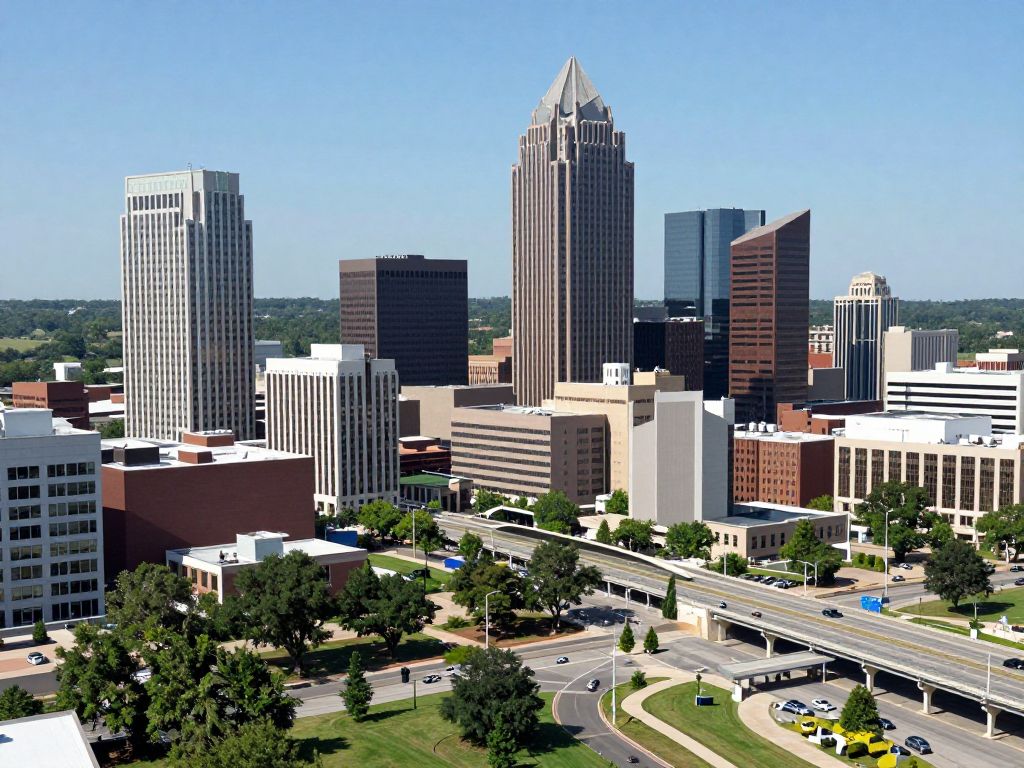 View of Huntsville, Alabama emphasizing economic development and urban infrastructure.