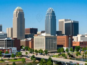 Cityscape of Huntsville illustrating economic growth and development.