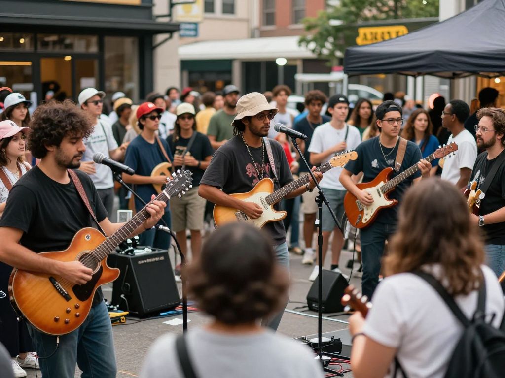 Local musicians performing in Huntsville, showcasing music culture and community engagement.