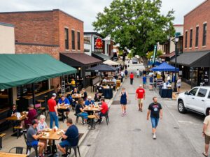 Street view of new businesses in Huntsville