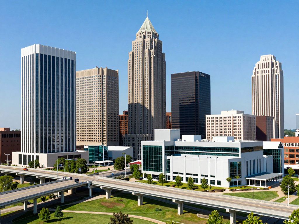 Urban skyline of Huntsville showcasing new infrastructure developments.