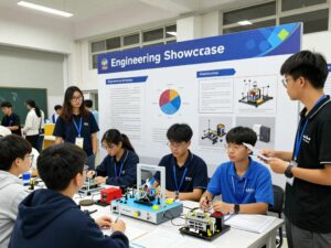 Students presenting engineering projects at UAH Engineering Showcase