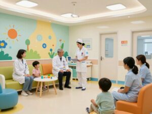 Interior view of WellStone Pediatric Emergency Services unit with colorful decorations and welcoming environment.